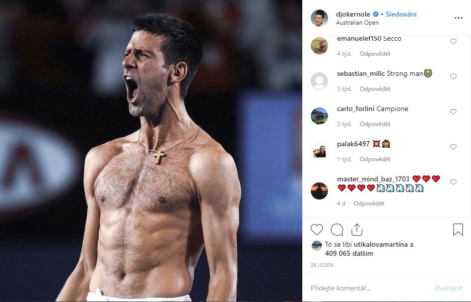 Břicho patří tenistovi Novakovi Djokovičovi