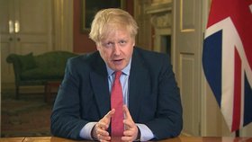 Premiér Boris Johnson při projevu k Britům (23. 3. 2020)