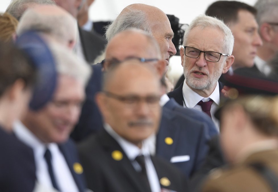 Lídr britských labouristů Jeremy Corbyn na oslavách 75. výročí Dne D, (5..06.2019).