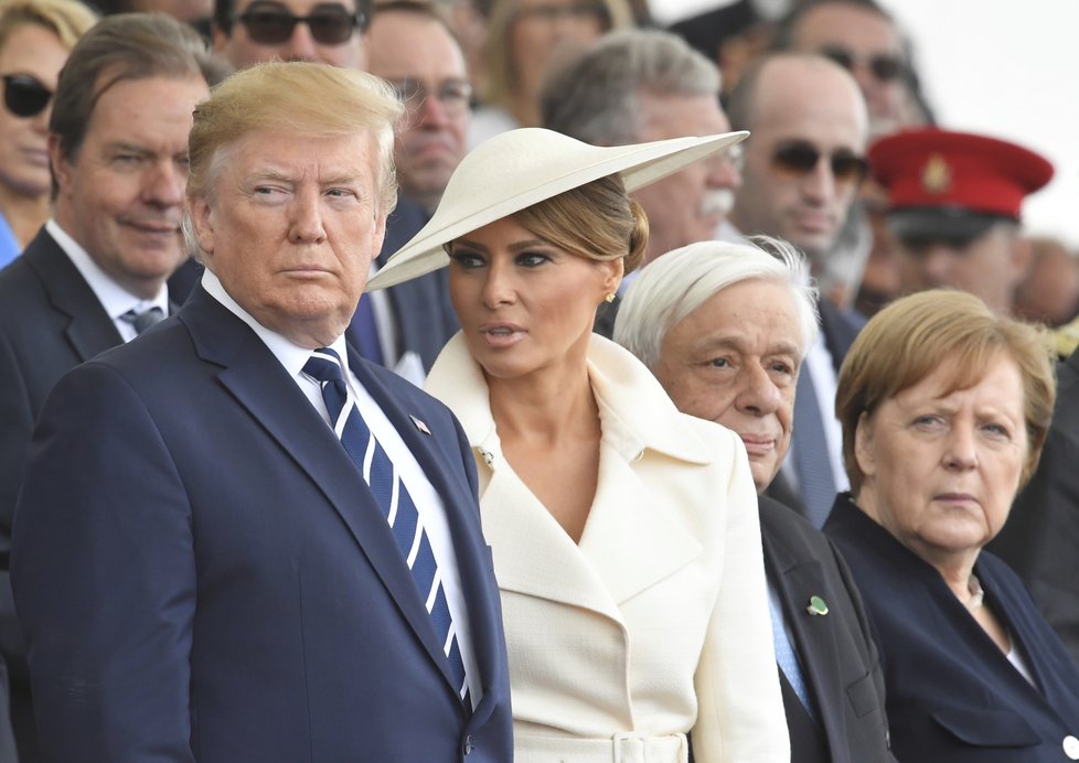 Donald a Melania Trumpovi na oslavách 75. výročí Dne D, (5.06.2019).