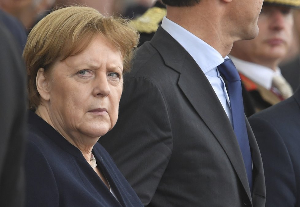 Německá kancléřka Angela Merkelová na oslavách 75. výročí Dne D, (5.06.2019).