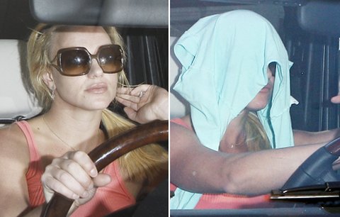 Šílená Britney: Řídí s hadrem na hlavě!