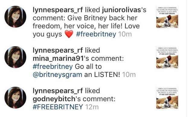 Matka Britney Spearsové lajkovala Free Britney komentáře na svém instagramu