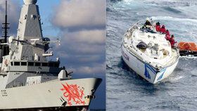 Britské námořnictvo zachránilo 14 mořeplavců.