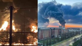 Požáry v ruském Brjansku: Vzplály ropný sklad paliv Transněkt-Družba a zásobník vojenské posádky.