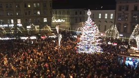 Úderem 17. hodiny rozsvítila primátorka Markéta Vaňková (ODS) na náměstí Svobody hlavní vánoční strom Brna.