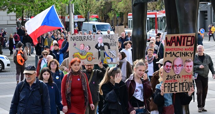 Demonstrace na podporu veřejnoprávních médií v Brně (17.5.2026)