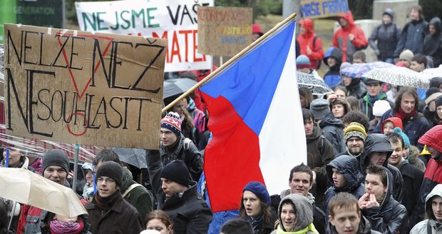 Studentská demonstrace v Brně.