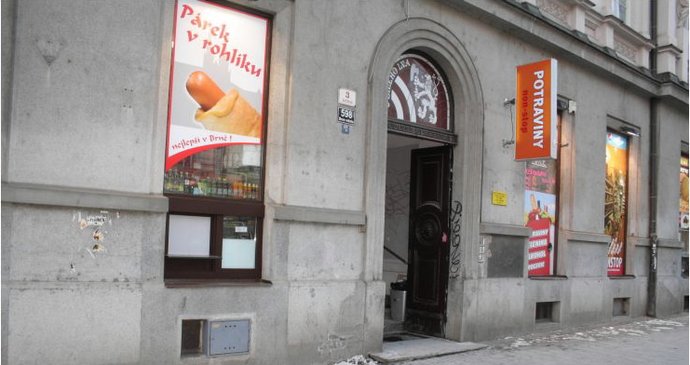 Obchod v Joštově ulici v Brně, kde se incident odehrál.