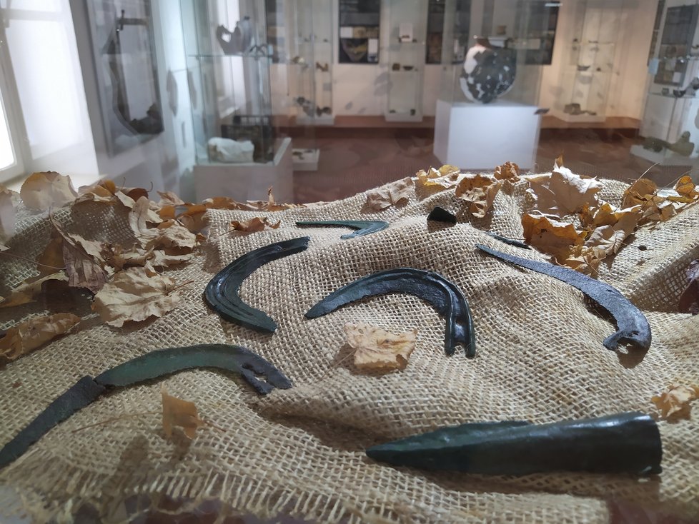 K vidění na výstavě  Co jste ještě neviděli... Archeologie 2014-2018 jsou i srpy a kopí z pozdní doby bronzové.