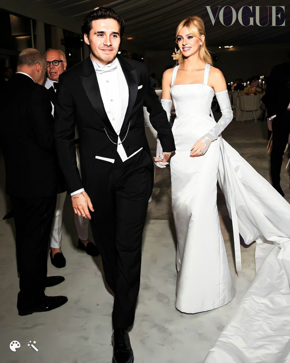 Brooklyn Beckham a Nicola Peltz na jejich svatbě.