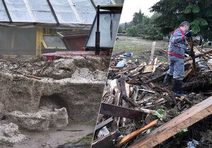 Bleskové záplavy v Brtnici: Způsobily je silné bouřky, napadané kroupy vytvořily metrový nános