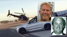 Při pádu vrtulníku zabil bankéř Bruce Erickson (vpravo) sebe a kamaráda Wayna Lewise.