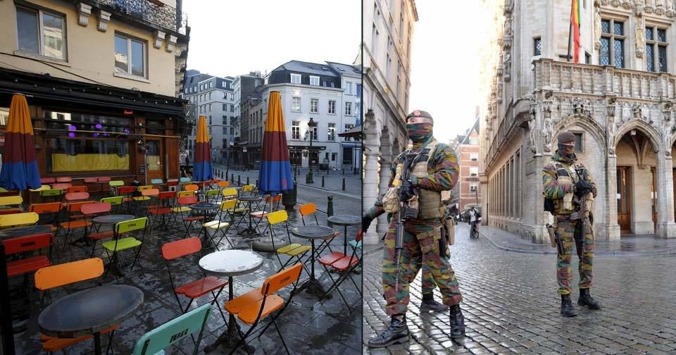 Pro Brusel nadále platí nejvyšší stupeň ohrožení, a tak jsou ulice nezvykle prázdné. Školy, muzea i obchody jsou zavřené.