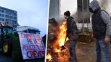 Farmáři protestují v Bruselu. Před schůzkou ministrů zemědělství zablokovali ulice traktory