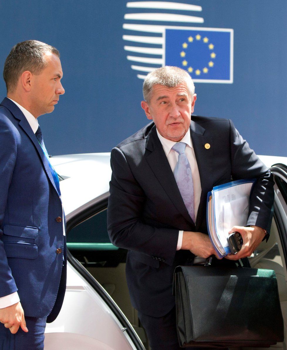 Premiér Andrej Babiš (ANO) na summitu EU v Bruselu (28. 6. 2018).