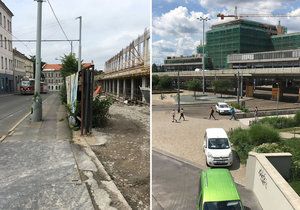 První střípky budoucích Bubnů-Zátor: Koncertní sál na Vltavské a rozšíření chodníku ze severní strany území.