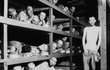 Slavná fotografie vyhublých vězňů Buchenwaldu z osvobození v dubnu 1945.