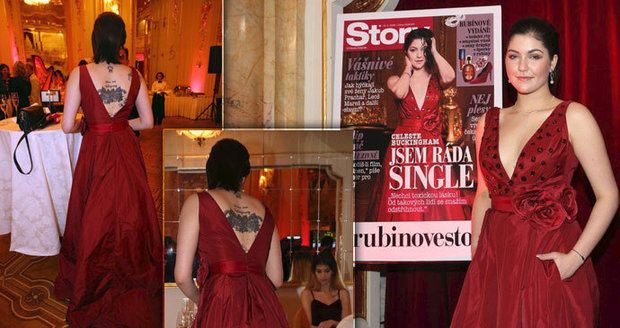 Celeste Buckingham na Rubínové party ukázala tetování i sestru.