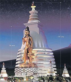 Socha stojícího Maitréji, která představuje Buddhu příštího věku, bude se svými 54 metry největší na světě. 