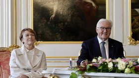 Prezident Spolkové republiky Německo Frank-Walter Steinmeier a paní Elke Büdenbender na Pražském hradě (26.8.2021)