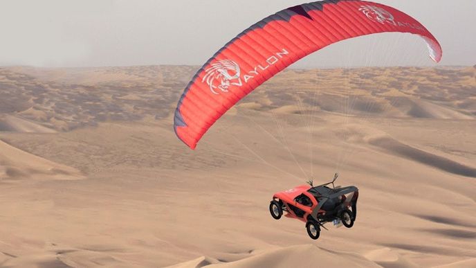 Vaylon Pégase využívá velkého padákového kluzáku. Je to stejný princip jako u motorového paraglidingu.