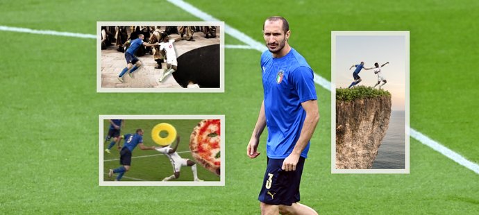 Italský kapitán Giorgio Chiellini svým faulem spustil novou lavinu vtípků.