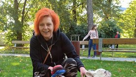 Jana Foltová (56), která sraz organizovala. Sama chová dva buldočky.