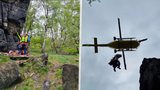 Horolezec se u Tisé zřítil ze skály: Vážně zraněného do nemocnice dopravil vrtulník