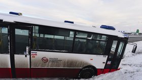 Autobus sjel z dálnice do příkopu.