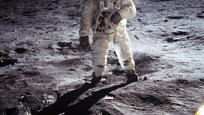 Buzz Aldrin na povrchu Měsíce v roce 1969