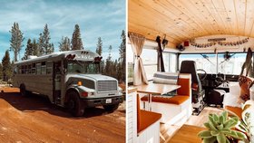 Mladý pár ze starého školního autobusu vytvořil plnohodnotný domov