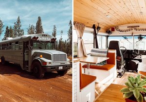 Mladý pár ze starého školního autobusu vytvořil plnohodnotný domov