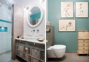 Originálně v koupelně působí kombinace moderního stylu s exotickými prvky