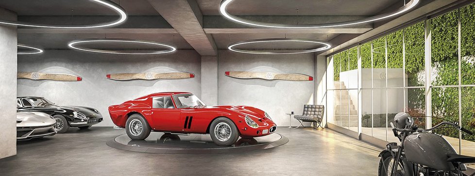 Ferrari ze 60. let to v&nbsp;prosklené garáži sluší.