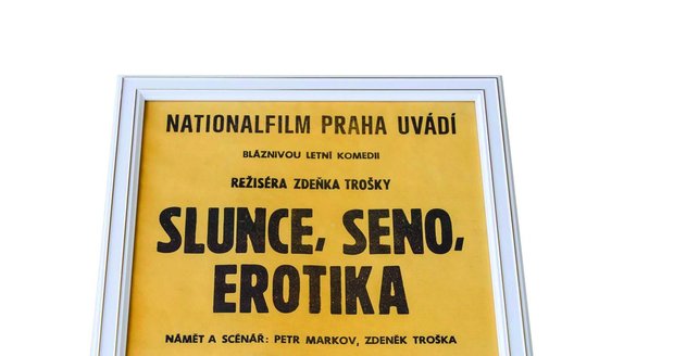Původní plakát na posléze veleúspěšný film Slunce, seno, erotika