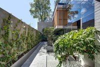 Betonový dům obklopený zahradami působí v centru velkoměsta jako oáza