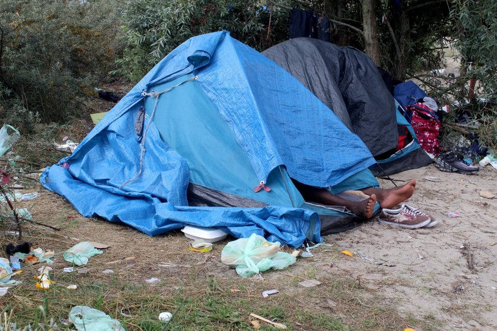 Tábořiště uprchlíků v Calais (září 2021)