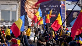 Podporovatelé proruského kandidáta na prezidenta Călina Georgescua (únor 2025)