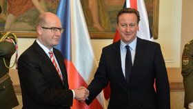 Setkání britského a českého premiéra ve Strakově akademii v lednu 2016