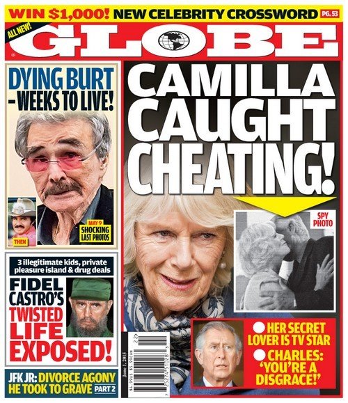 Podle Globe byla Camilla nachytána při podvádění Charlese skrytou kamerou.