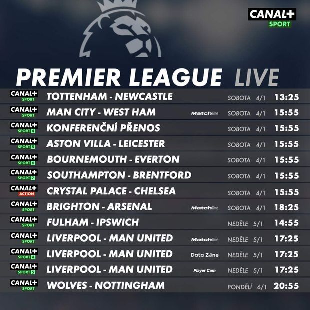 Program vysílání Premier League na Canal+ Sport Program vysílání Premier League na Canal+ Sport