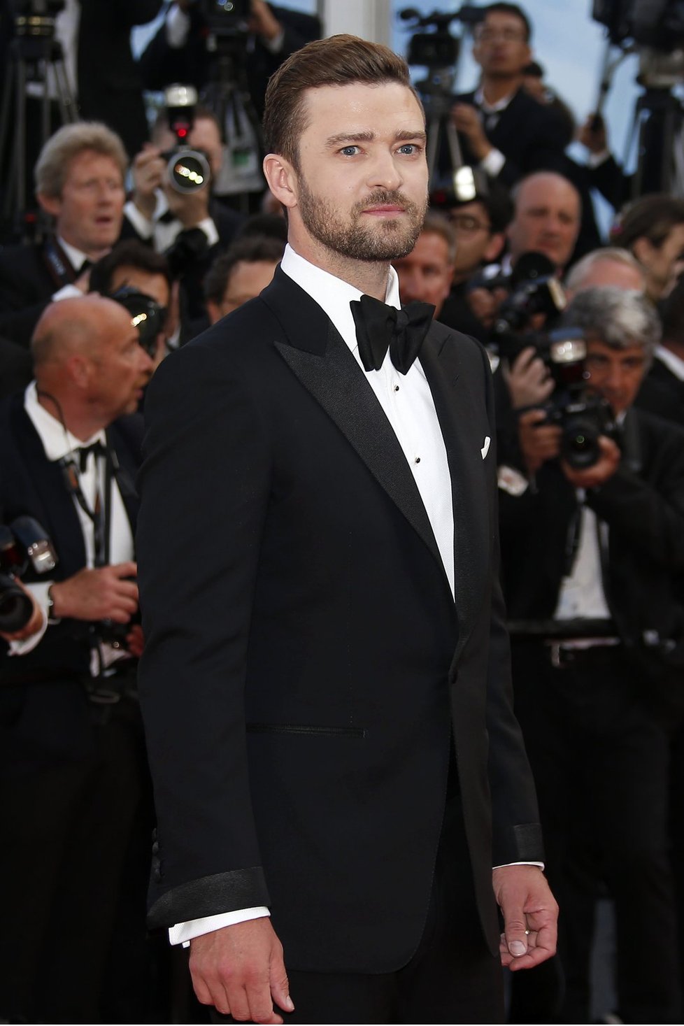 Justin Timberlake na slavnostním zahájení festivalu v Cannes, které otevírá film Woodyho Allena &#34;Cafe Society&#34;.