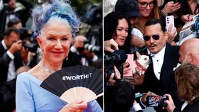 To »NEJ« z Cannes: Protesty kvůli Deppovi, modrá rebelka Mirrenová a Uma ladila s kobercem 