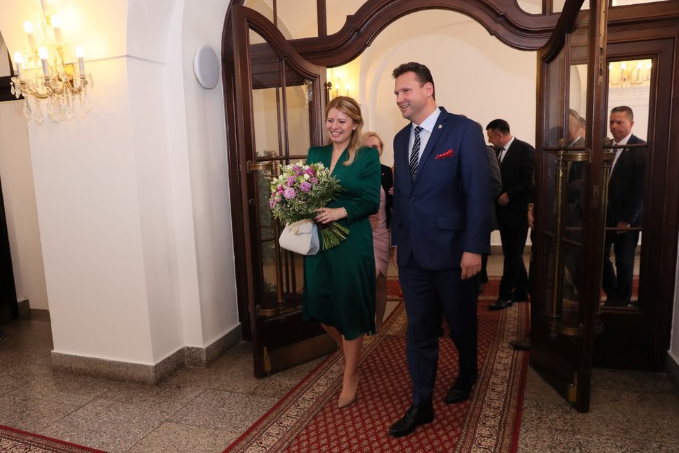 Slovenská prezidentka Zuzana Čaputová se setkala i s předsedou Poslanecké sněmovny Radkem Vondráčkem. (20.6.2019)