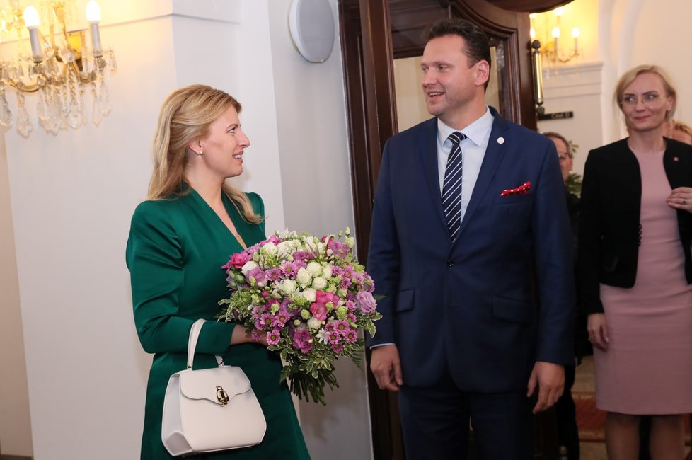 Slovenská prezidentka Zuzana Čaputová se setkala i s předsedou Poslanecké sněmovny Radkem Vondráčkem. (20.6.2019)