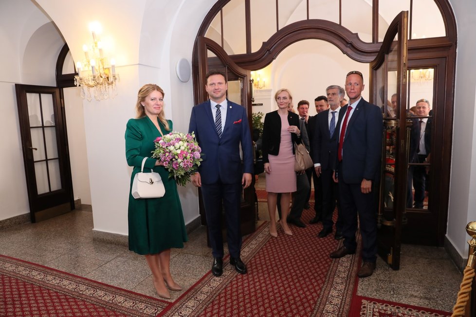 Slovenská prezidentka Zuzana Čaputová se setkala i s předsedou Poslanecké sněmovny Radkem Vondráčkem. (20.6.2019)