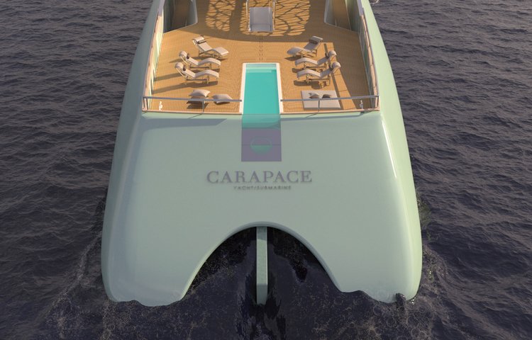 Tvarem jachta Carapace ze všeho nejvíc skutečně připomíná ponorku spíš než jachtu