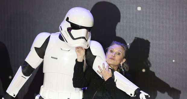 Carrie Fisher a Stormtrooper 1. řádu