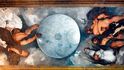 Unikátní malba od Caravaggia. Představuje nebeskou sféru s Jupiterem na jedné straně, Neptunem a Plutem na druhé.